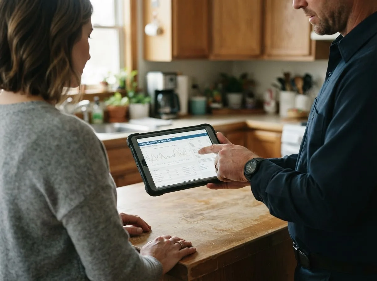 HVAC technician inspecting a heating & cooling system in Chavies, KY